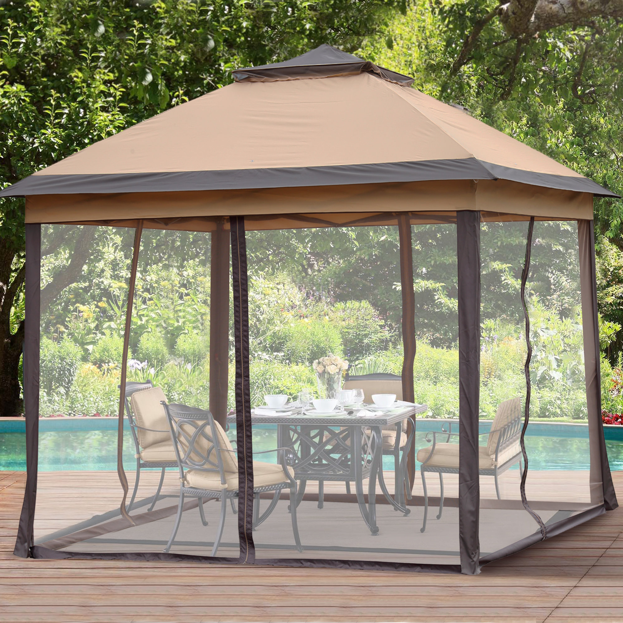 Outdoor 11 ft. W x 11 ft. D Metal Pop Up Canopy GDY